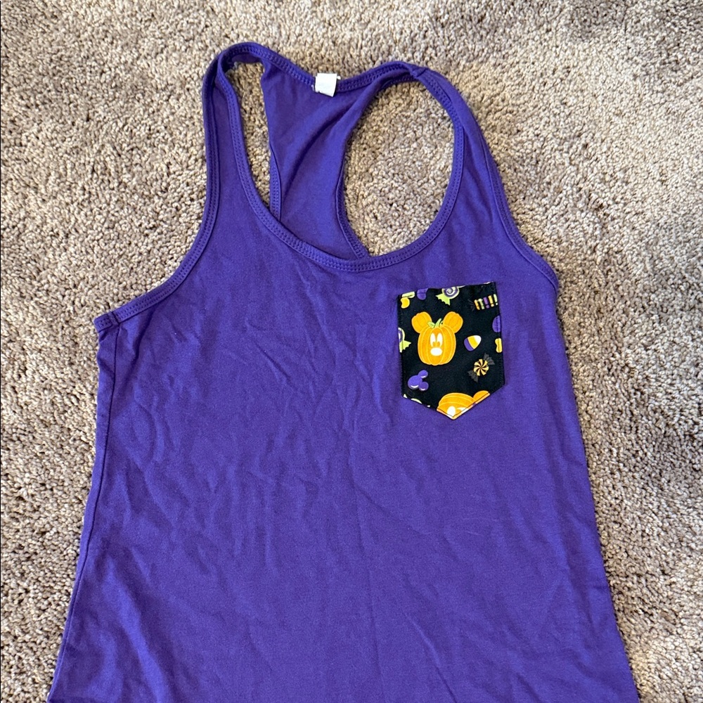 Purple Tank Top with Graphic Pocket